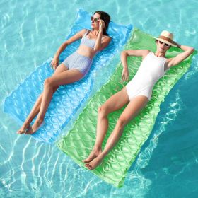 Inflatable Pool Floats Raft,Floating Lounge for Adults,64x32 inch Swimming Mat Pool Mattress with Headrest (Color: Green,Blue)