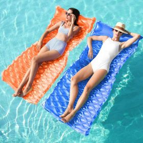 Inflatable Pool Floats Raft,Floating Lounge for Adults,64x32 inch Swimming Mat Pool Mattress with Headrest (Color: Dark Blue,Orange)